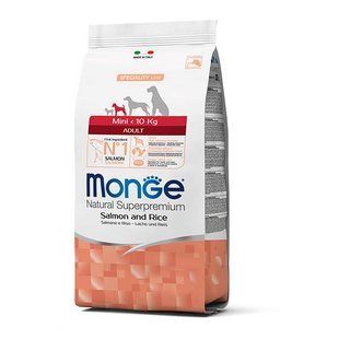 Сухий корм для дорослих собак маленьких порід Monge Dog Mini Adult лосось та рис 800 г