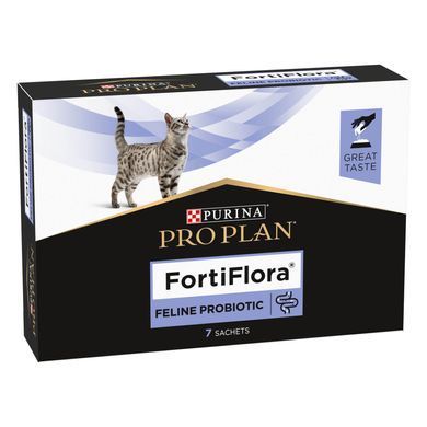 Вітаміни та добавки для котів Пробіотик PRO PLAN FortiFlora для дорослих котів та кошенят для підтримання нормальної міклофлори шлунково-кишкового тракту, 7х1 г