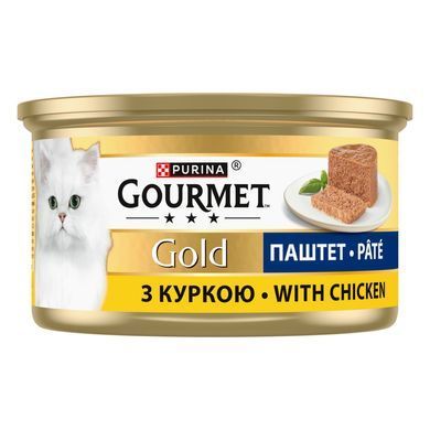 Вологий корм GOURMET Gold для дорослих котів, паштет, з куркою, 85 г