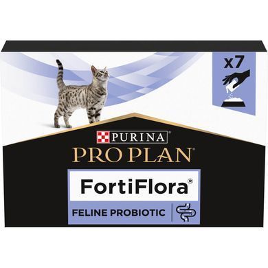 Вітаміни та добавки для котів Пробіотик PRO PLAN FortiFlora для дорослих котів та кошенят для підтримання нормальної міклофлори шлунково-кишкового тракту, 7х1 г