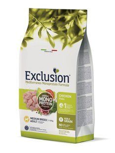 Сухий корм для дорослих собак середніх порід Exclusion Adult Chicken Medium Breed, з куркою, 3 кг