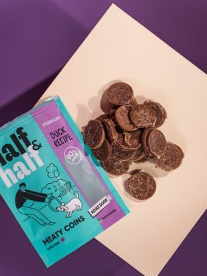 Ласощі для собак Half&Half у формі м'ясних монеток з качкою, 100 г