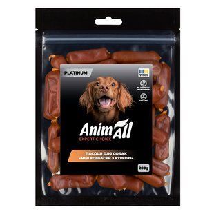Ласощі для собак AnimAll PLATINUM ласощі для собак міні ковбаски з куркою 200 г