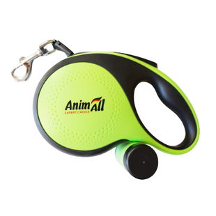 Амуніція для собак AnimAll Рулетка-повідець з диспенсером М до 30 кг/5 метрів, зелена