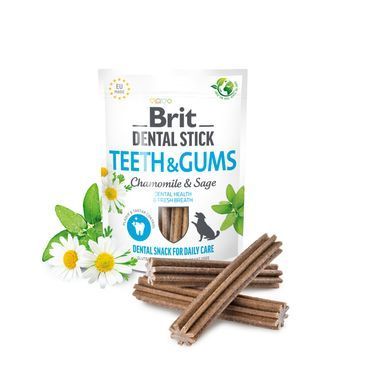 Ласощі Brit Care для собак Brit Dental Stick Teeth & Gums здорові ясна та зуби, ромашка і шавлія, 7 шт, 251 г