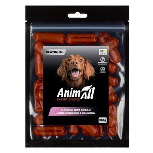 Ласощі для собак AnimAll PLATINUM ласощі для собак міні ковбаски з качкою 200 г