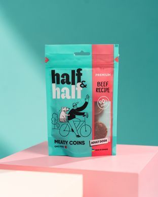 Ласощі для собак Half&Half у формі м'ясних монеток з яловичиною, 100 г