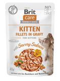 Корм вологий для кошенят Brit Care Cat Fillets in Gravy with Savory Salmon філе в соусі з лосось, пауч, 85 г