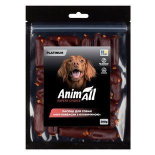 Ласощі для собак AnimAll PLATINUM ласощі для собак міні ковбаски з яловичиною 200 г
