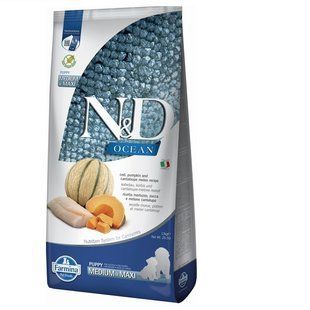 сухий корм Farmina N&D Grain Free Ocean Pumpkin для цуценят середніх і великих порід з тріскою та динею 12 кг