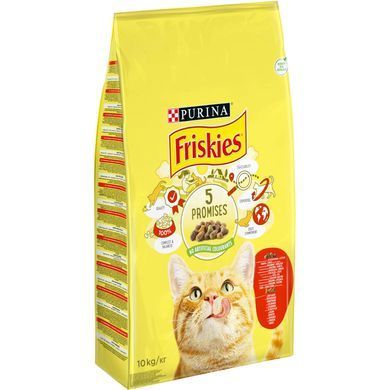 Сухий корм FRISKIES для дорослих котів, з яловичиною, куркою і овочами, 10 кг