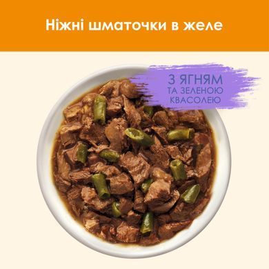 Вологий корм CAT CHOW Adult для дорослих котів, шматочки в желе, з ягням та зеленою квасолею, 85 г