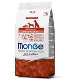 Сухий корм для цуценят та юніорів всіх порід Monge Dog All breeds Puppy & Junior ягня з рисом 800 г