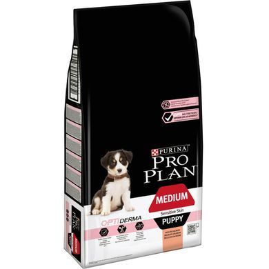 Сухий корм PRO PLAN Medium Puppy Sensitive Skin для цуценят середніх порід до року, з чутливою шкірою, з лосось, 12 кг