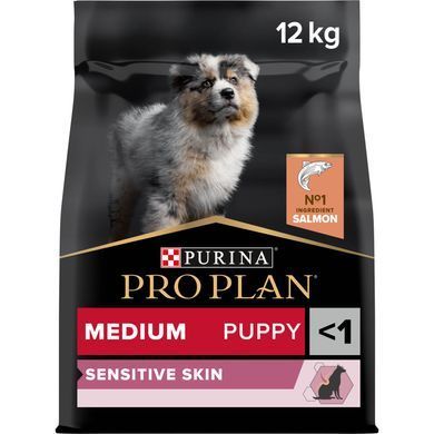 Сухий корм PRO PLAN Medium Puppy Sensitive Skin для цуценят середніх порід до року, з чутливою шкірою, з лосось, 12 кг