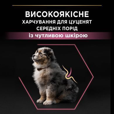 Сухий корм PRO PLAN Medium Puppy Sensitive Skin для цуценят середніх порід до року, з чутливою шкірою, з лосось, 12 кг