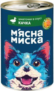 Вологий корм м'ясні шматочки в соусі з качкою та овочами для дорослих собак М&rsquo;ясна Миска 415 г