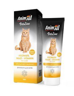 Вітаміни та добавки для котів Фітопаста AnimAll VetLine Multivitamin для котів, 100 г