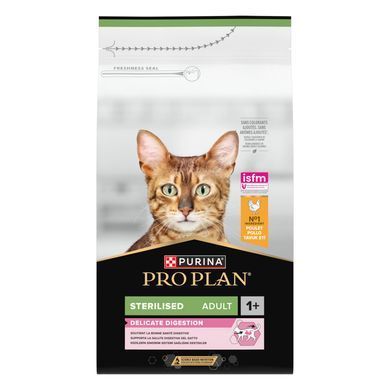 Сухий корм PRO PLAN Sterilised Adult 1+ Delicate Digestion для дорослих стерилізованих котів з чутливим травленням, з куркою, 1,5 кг