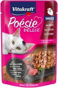 Вологий корм Vitakraft Po&eacute;sie D&eacute;lice для котів, серця в соусі, 85 г
