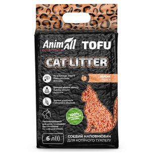 Наповнювач для туалету Соєвий наповнювач AnimAll Tofu Peach з ароматом персика, для котів, 6 літрів (2,6 кг)