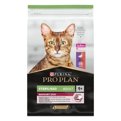 Сухий корм PRO PLAN Sterilised Adult 1+ Savoury Duo для дорослих стерилізованих котів, з качкою та печінкою, 10 кг
