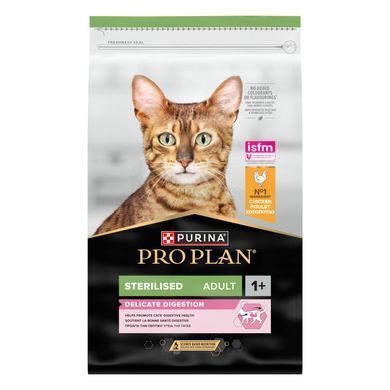 Сухий корм PRO PLAN Sterilised Adult 1+ Delicate Digestion для дорослих стерилізованих котів з чутливим травленням, з куркою, 10 кг