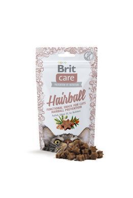 Ласощі для котів Функціональні ласощі Brit Care Hairball з качкою для котів, 50г
