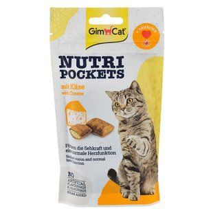Ласощі для котів Вітамінні ласощі GimCat Nutri Pockets для котів, сир з таурином, 60 г