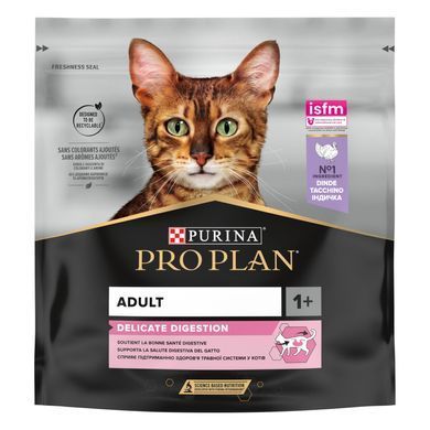 Сухий корм PRO PLAN Adult 1+ Delicate Digestion для дорослих котів з чутливою травною системою, з індичкою, 400 г