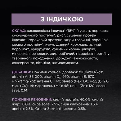 Сухий корм PRO PLAN Adult 1+ Delicate Digestion для дорослих котів з чутливою травною системою, з індичкою, 400 г