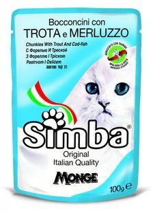Вологий корм для котів SIMBA Cat Wet форель і тріска 100 г