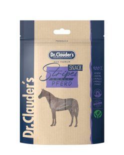 Ласощі для собак Заохочувальні тренувальні ласощі Dr.Clauder's Stripes Snack Horse Small, 80 г, Органічні стріпси з конини для собак та котів
