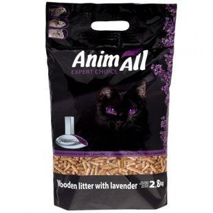 Наповнювач для туалету Деревний наповнювач AnimAll з ароматом лаванди в котячий туалет, 2.8 кг