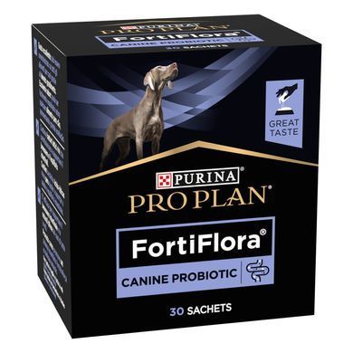 Вітаміни та добавки для собак Пробіотик PRO PLAN FortiFlora для дорослих собак та цуценят для підтримання нормальної міклофлори шлунково-кишкового тракту, 30х1 г