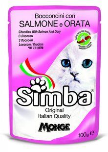 Вологий корм для котів SIMBA Cat Wet лосось та рибка дорі 100 г