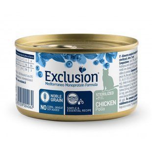 Вологий корм для стерилізованих котів літнього віку Exclusion Noble Grain Cat Giant Sterilized +7 Chicken All Breeds, з куркою, 85 г