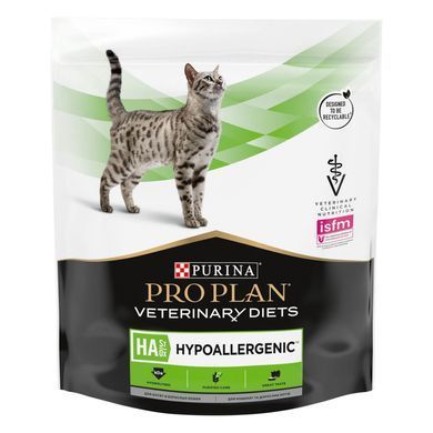 Лікувальні дієти для котів Сухий дієтичний корм PRO PLAN VETERINARY DIETS HA Hypoallergenic для дорослих котів та кошенят для зниження ознак інгредієнтної та нутрієнтної непереносимості, 325 г