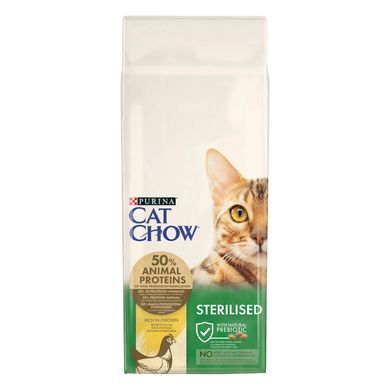 Сухий корм CAT CHOW Sterilised для дорослих стерилізованих котів, з куркою, 15 кг