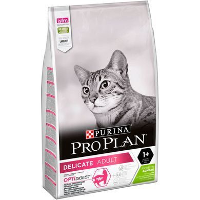Сухий корм PRO PLAN Adult 1+ Delicate Digestion для дорослих котів з чутливим травленням та вибагливих до їжі, з ягням, 10 кг