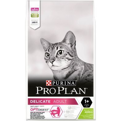 Сухий корм PRO PLAN Adult 1+ Delicate Digestion для дорослих котів з чутливим травленням та вибагливих до їжі, з ягням, 10 кг