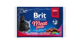 Brit Premium Cat Meat Plate Chicken Turkey Beef Peas Chunks in Gravy pouch 100г*4шт арт.100277/506262