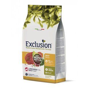Сухий корм для дорослих собак великих порід Exclusion Noble Grain Adult Beef Large Breed, з яловичиною, 12 кг