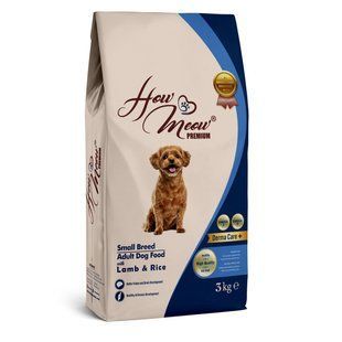 Сухий корм для собак Повнораціонний корм для щенят Хау Мяу How Meow Puppy з ягням та рисом 3кг