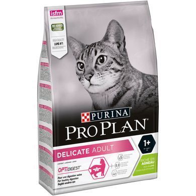 Сухий корм PRO PLAN Adult 1+ Delicate Digestion для дорослих котів з чутливим травленням та вибагливих до їжі, з ягням, 3 кг