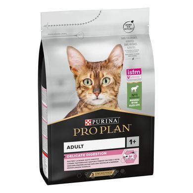 Сухий корм PRO PLAN Adult 1+ Delicate Digestion для дорослих котів з чутливим травленням та вибагливих до їжі, з ягням, 3 кг