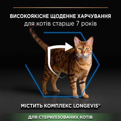 Сухий корм PRO PLAN Sterilised Senior 7+ Longevis для стерилізованих котів від 7 років, з індичкою, 10 кг