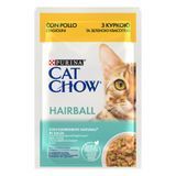 Вологий корм CAT CHOW Hairball для дорослих котів для зменшення утворення кульок шерсті у травному тракті, шматочки у підливці, з куркою та зеленою квасолею, 85 г