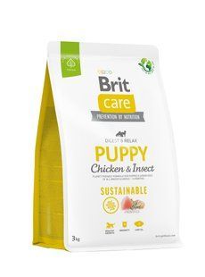 Сухий корм Brit Care Dog Sustainable Puppy для цуценят, з куркою та комахами, 3 кг