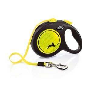 Амуніція для собак Повідець-рулетка Flexi New Neon для собак, зі стрічкою, розмір L 5 м / 25 кг (жовтий)